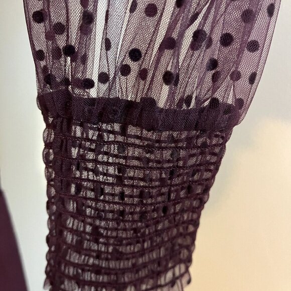 Boden Plum Purple Dots Tulle Long Sleeve Jersey Midi Party Dress 12P - Picture 4 of 11